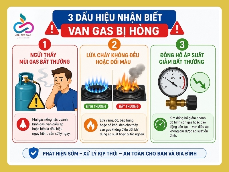  dấu hiệu nhận biết van gas bị hỏng