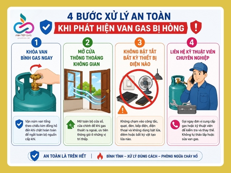 Cách xử lý an toàn khi phát hiện van gas bị hỏng