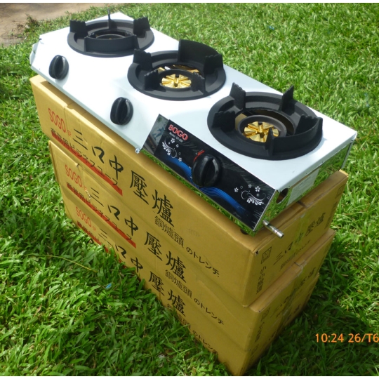 BỘ 3 BẾP GAS BÁN CÔNG NGHIỆP KHÈ 3 LÒ SOGO GT-208 S3 ( MẶT INOX )