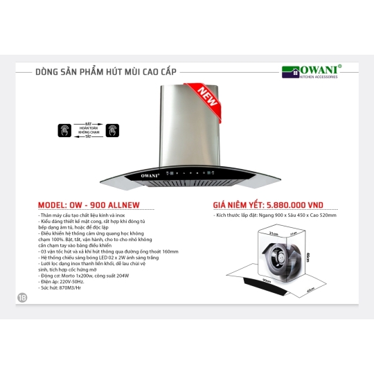 Máy Hút Mùi OWANI OW - 900 ALLNEW